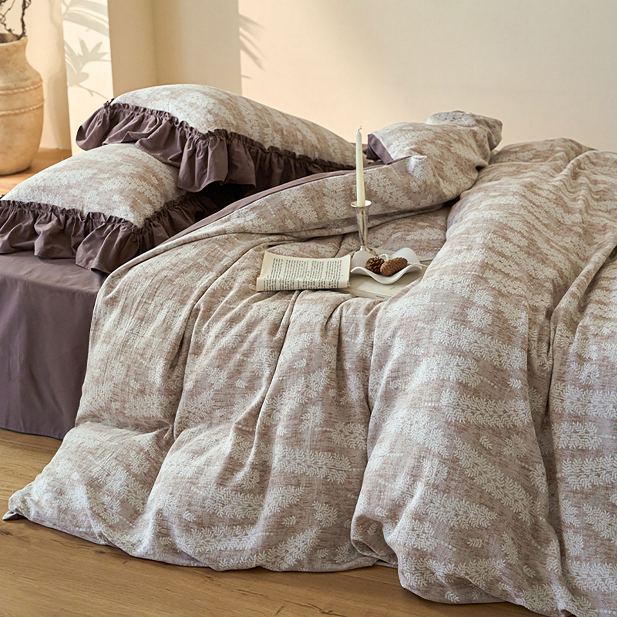 91家纺网 家纺一手货源 找家纺 圆岛家纺 2025秋冬复古格调全棉纯棉色织提花磨毛四件套 新山