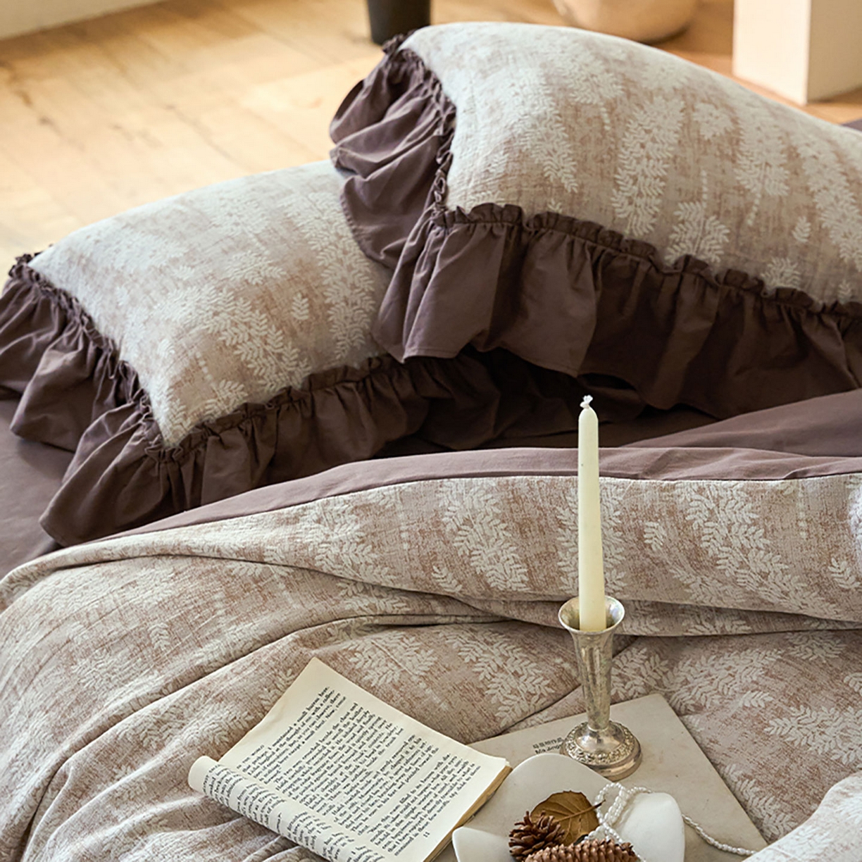 91家纺网 家纺一手货源 找家纺 圆岛家纺 2025秋冬复古格调全棉纯棉色织提花磨毛四件套 新山