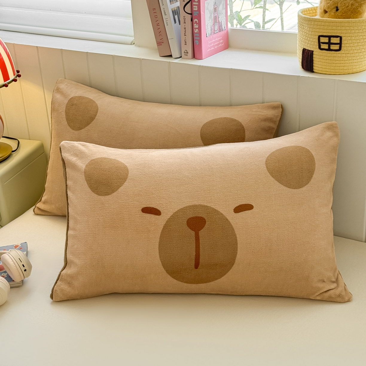 佳汐蓝家纺 2025新款牛奶绒卡通大版枕套 卡比巴拉