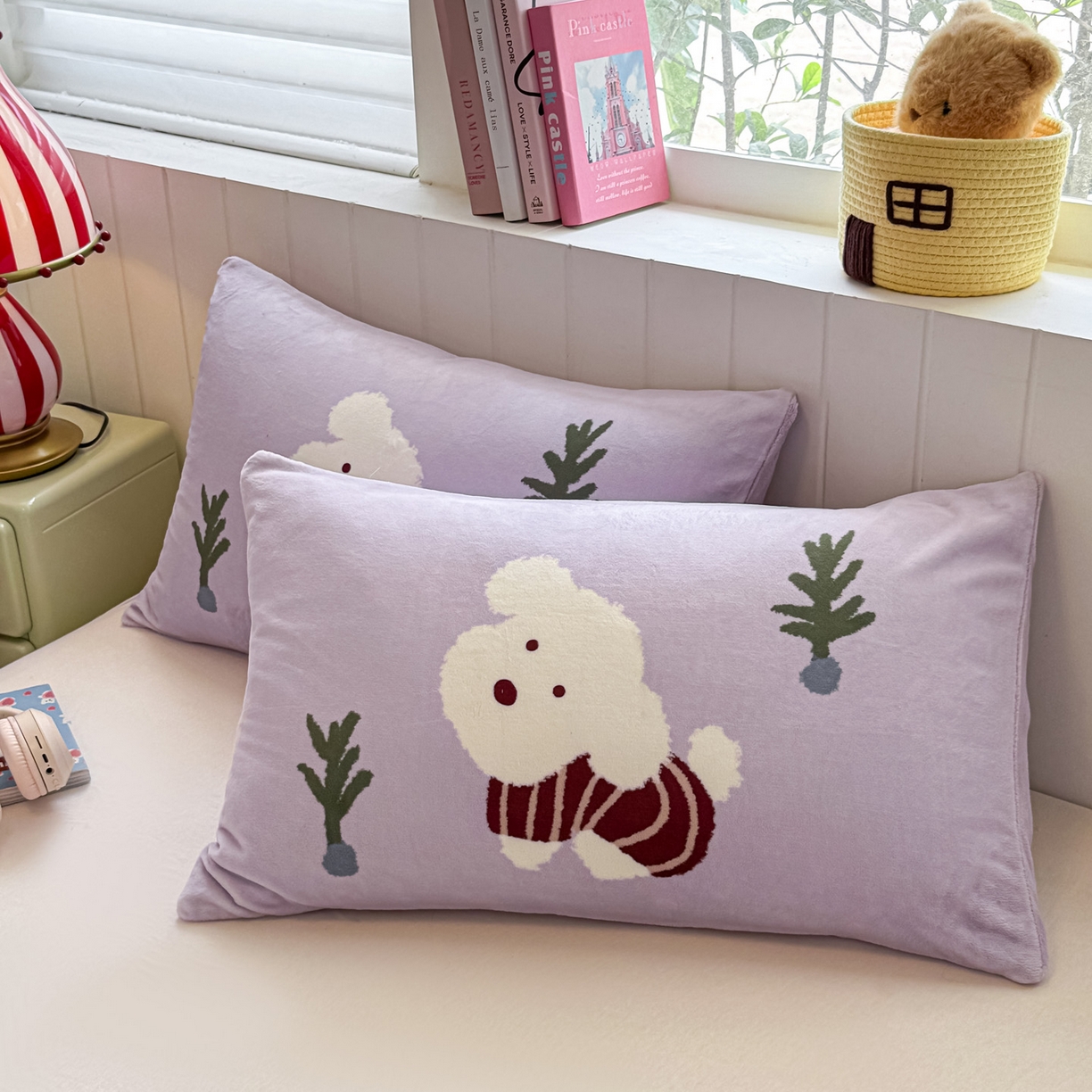 91家纺网 家纺一手货源 找家纺 佳汐蓝家纺 2025新款牛奶绒卡通大版枕套 可爱泰迪