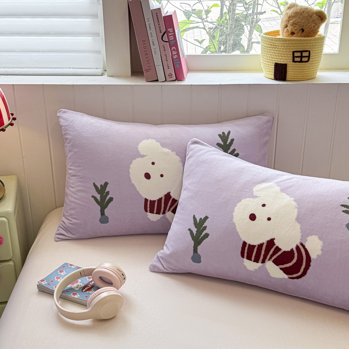 91家纺网 家纺一手货源 找家纺 佳汐蓝家纺 2025新款牛奶绒卡通大版枕套 可爱泰迪