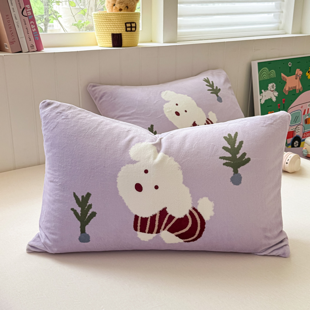 91家纺网 家纺一手货源 找家纺 佳汐蓝家纺 2025新款牛奶绒卡通大版枕套 可爱泰迪