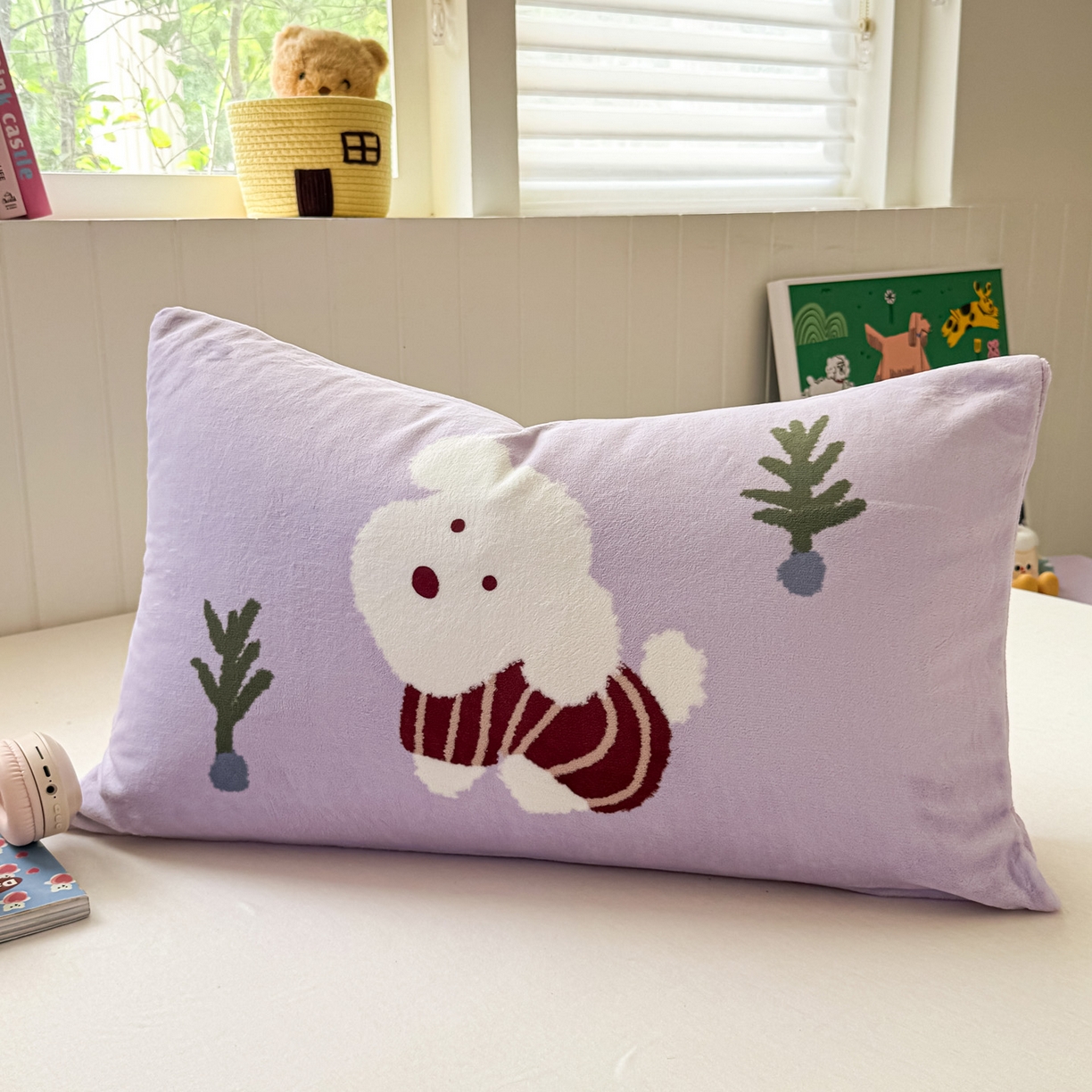 91家纺网 家纺一手货源 找家纺 佳汐蓝家纺 2025新款牛奶绒卡通大版枕套 可爱泰迪