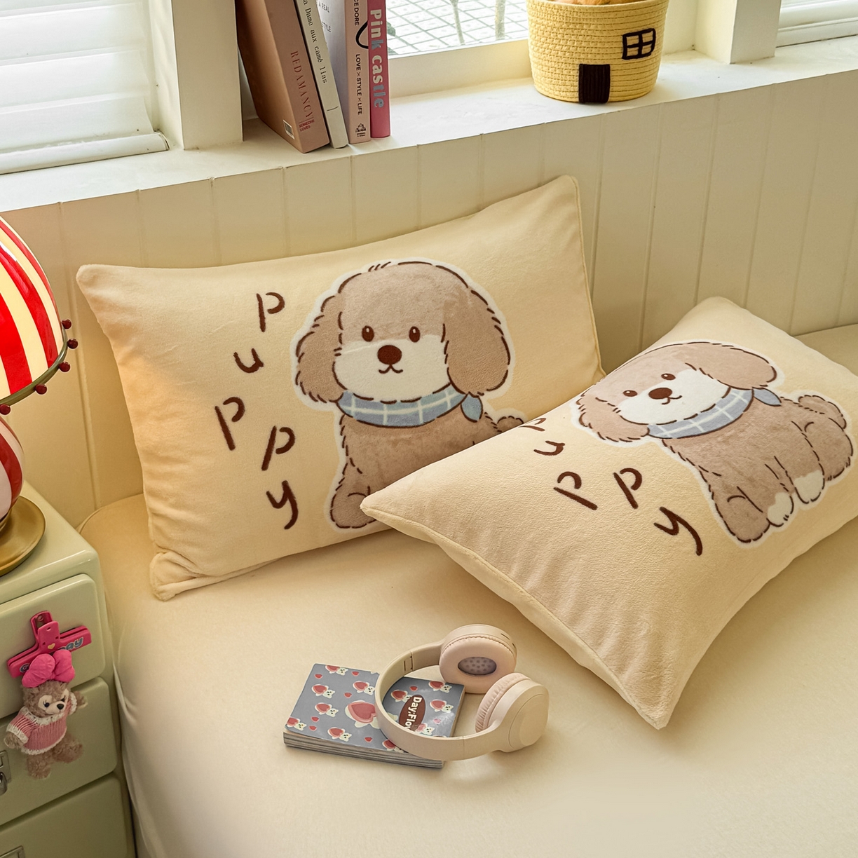 91家纺网 家纺一手货源 找家纺 佳汐蓝家纺 2025新款牛奶绒卡通大版枕套 萌犬