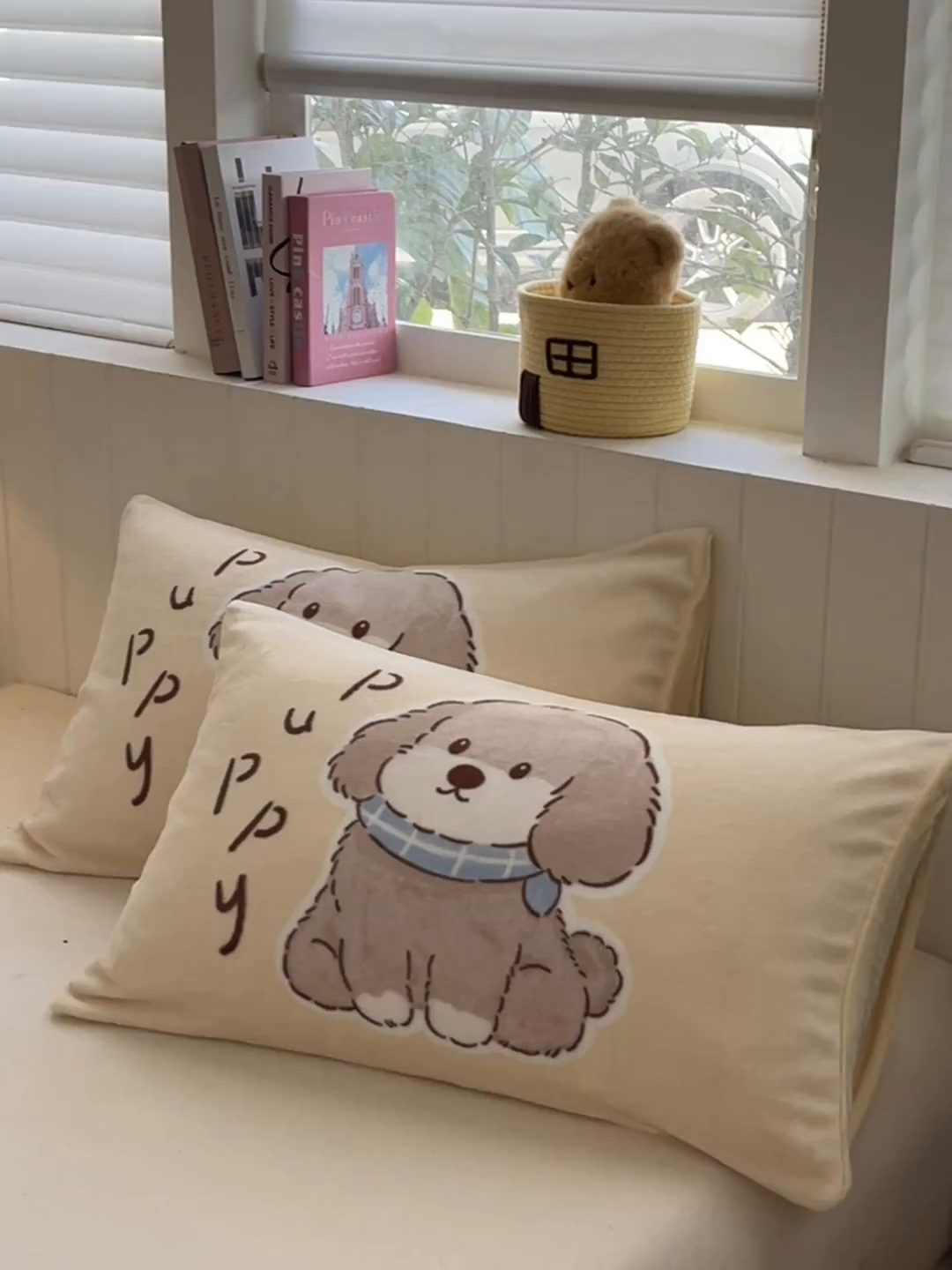 91家纺网 家纺一手货源 找家纺 佳汐蓝家纺 2025新款牛奶绒卡通大版枕套 萌犬