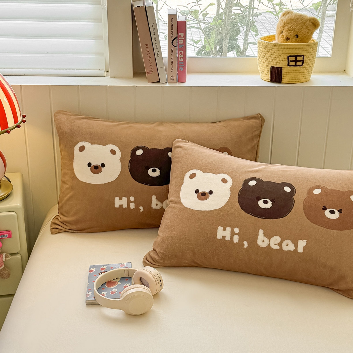 91家纺网 家纺一手货源 找家纺 佳汐蓝家纺 2025新款牛奶绒卡通大版枕套 三只熊