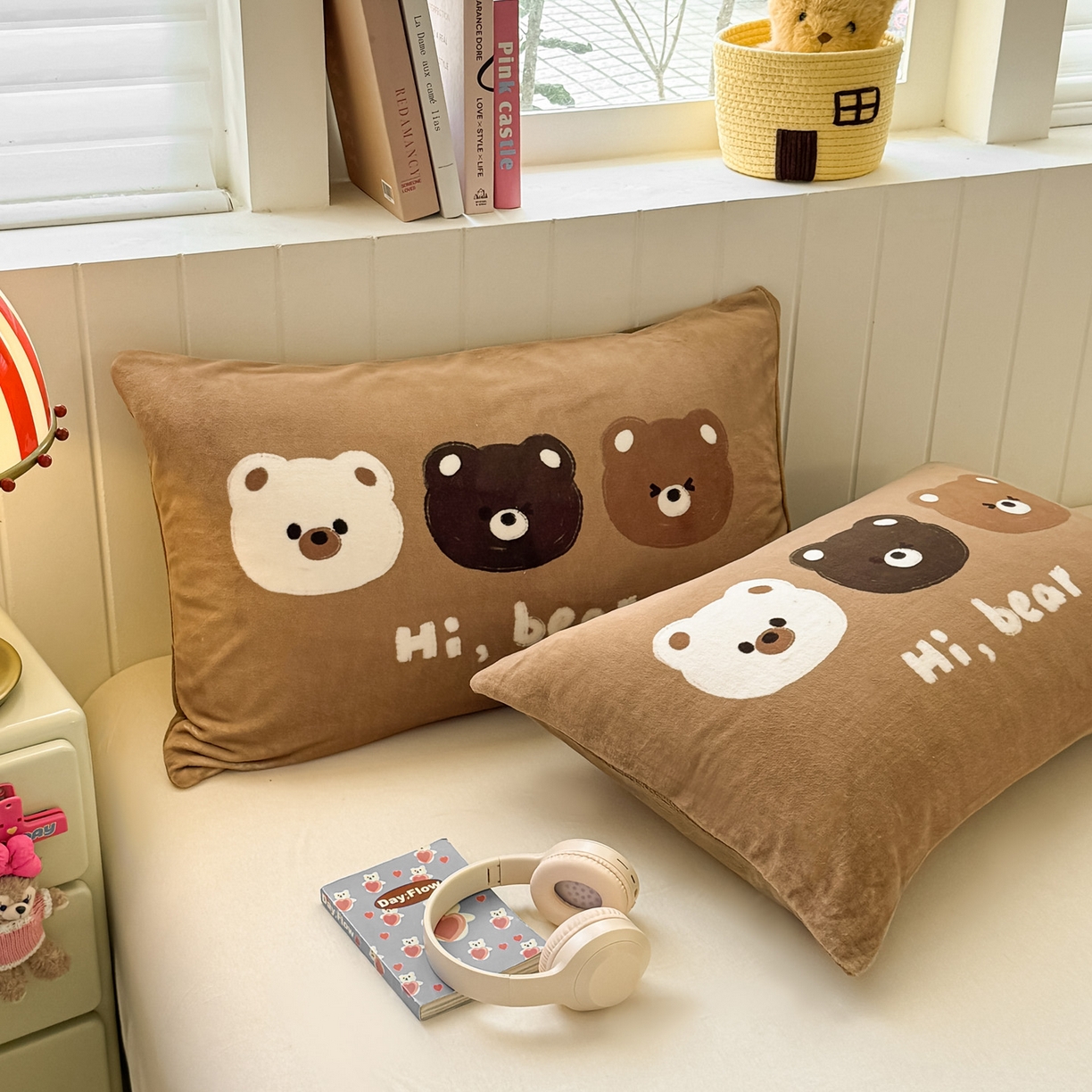 91家纺网 家纺一手货源 找家纺 佳汐蓝家纺 2025新款牛奶绒卡通大版枕套 三只熊