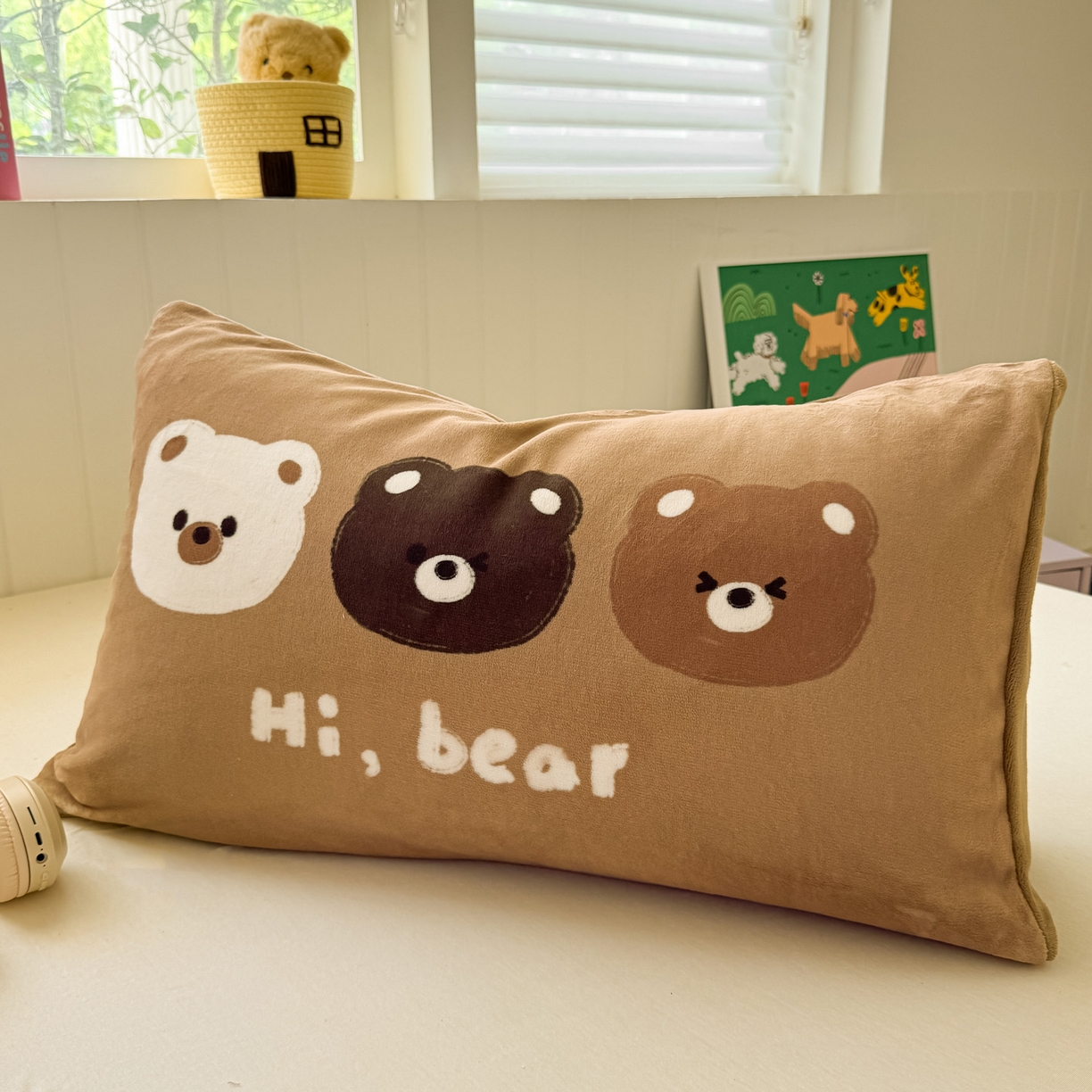 91家纺网 家纺一手货源 找家纺 佳汐蓝家纺 2025新款牛奶绒卡通大版枕套 三只熊