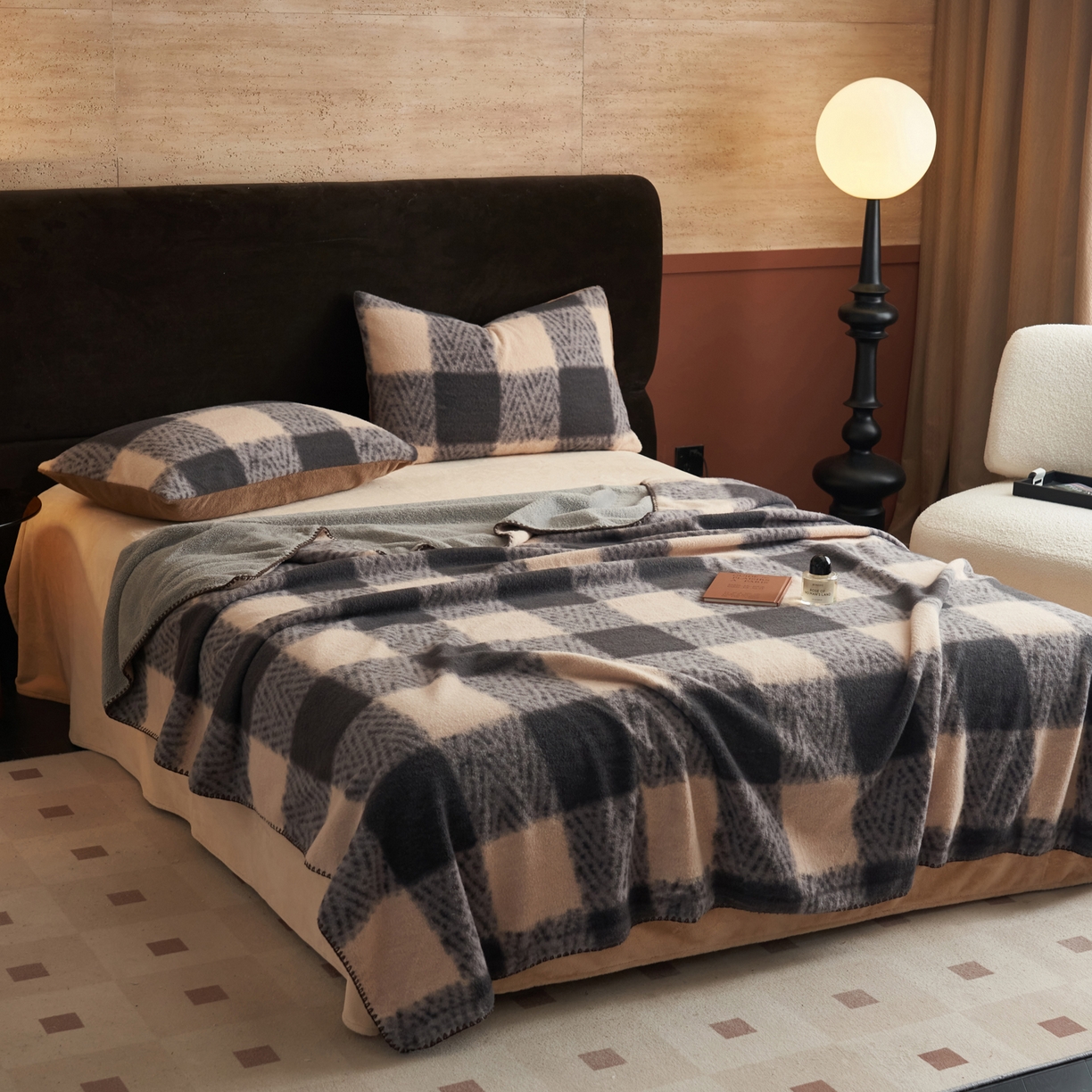 91家纺网 家纺一手货源 找家纺 早晨家纺 2025新款众若款仿羊绒牛奶绒毛毯 众若-格子驼