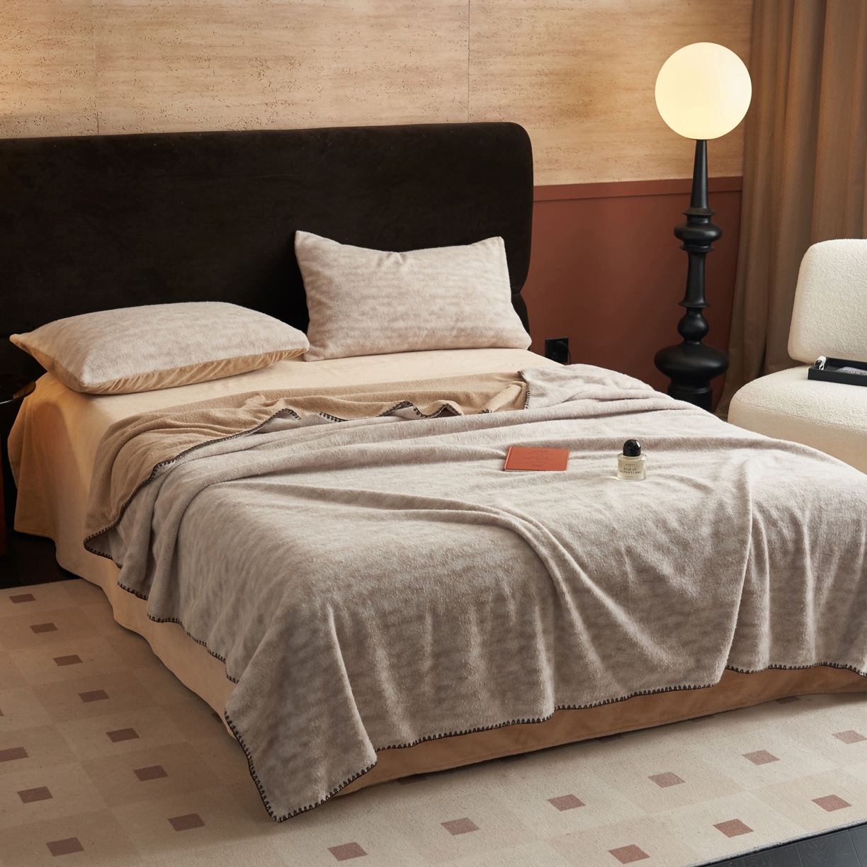 91家纺网 家纺一手货源 找家纺 早晨家纺 2025新款众若款仿羊绒牛奶绒毛毯 众若-泥点驼