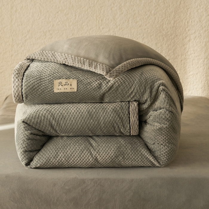 早晨家纺 2025新款尚流款牛奶绒提花-可拆卸冬被 尚流-浅灰