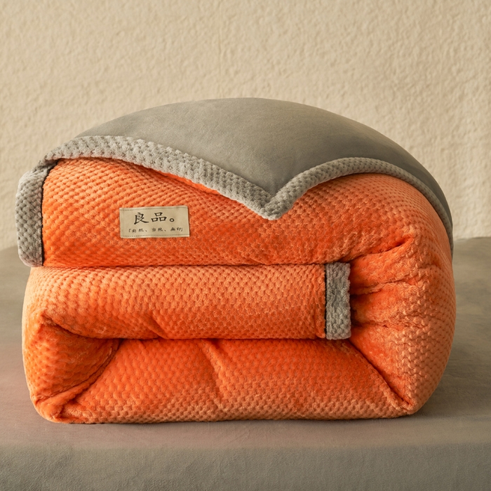 早晨家纺 2025新款尚流款牛奶绒提花-可拆卸冬被 尚流-桔黄