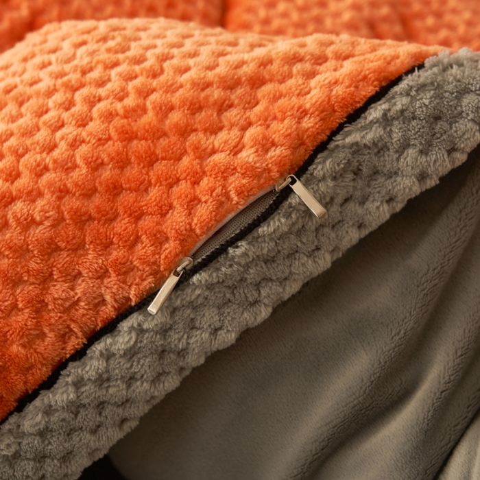 91家纺网 家纺一手货源 找家纺 早晨家纺 2025新款尚流款牛奶绒提花-可拆卸冬被 尚流-桔黄