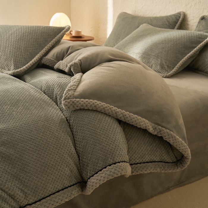 91家纺网 家纺一手货源 找家纺 早晨家纺 2025新款尚流款牛奶绒提花-可拆卸冬被 尚流-浅灰