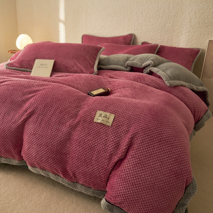 91家纺网 家纺一手货源 找家纺 早晨家纺 2025新款尚流款牛奶绒提花-可拆卸冬被 尚流-豆沙