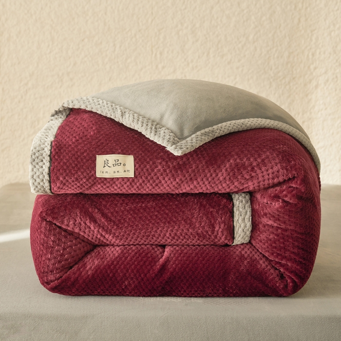 早晨家纺 2025新款尚流款牛奶绒提花-可拆卸冬被 尚流-酒红