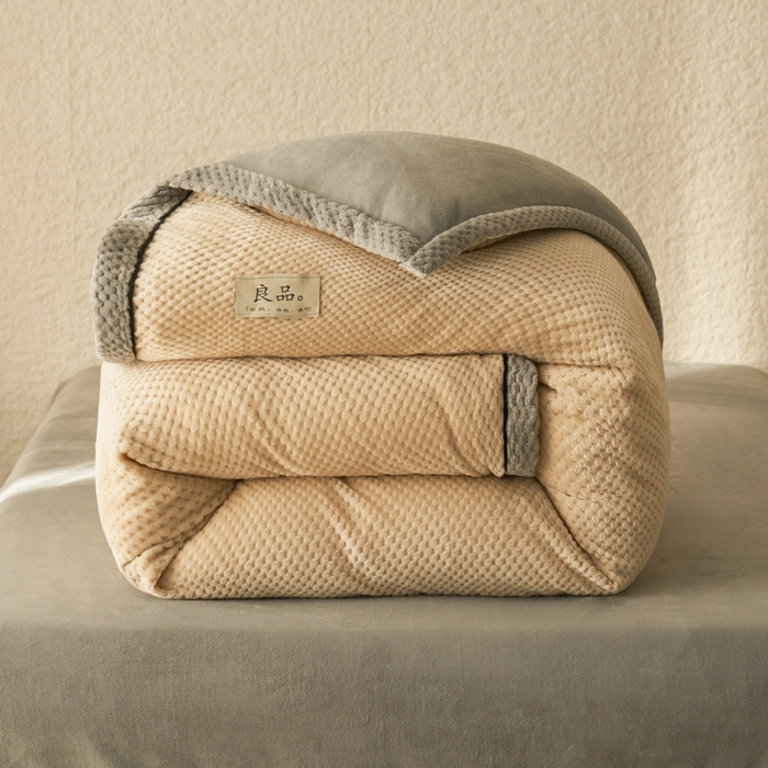 早晨家纺 2025新款尚流款牛奶绒提花-可拆卸冬被 尚流-米驼