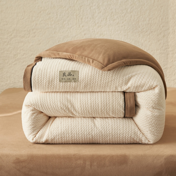 早晨家纺 2025新款青沐款牛奶绒提花-可拆卸冬被 青沐-奶昔白