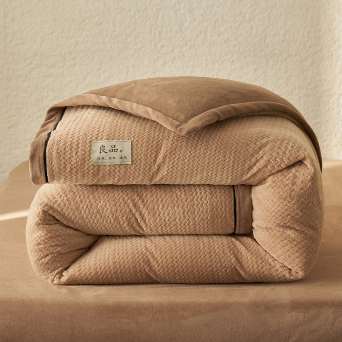早晨家纺 2025新款青沐款牛奶绒提花-可拆卸冬被 青沐-米驼
