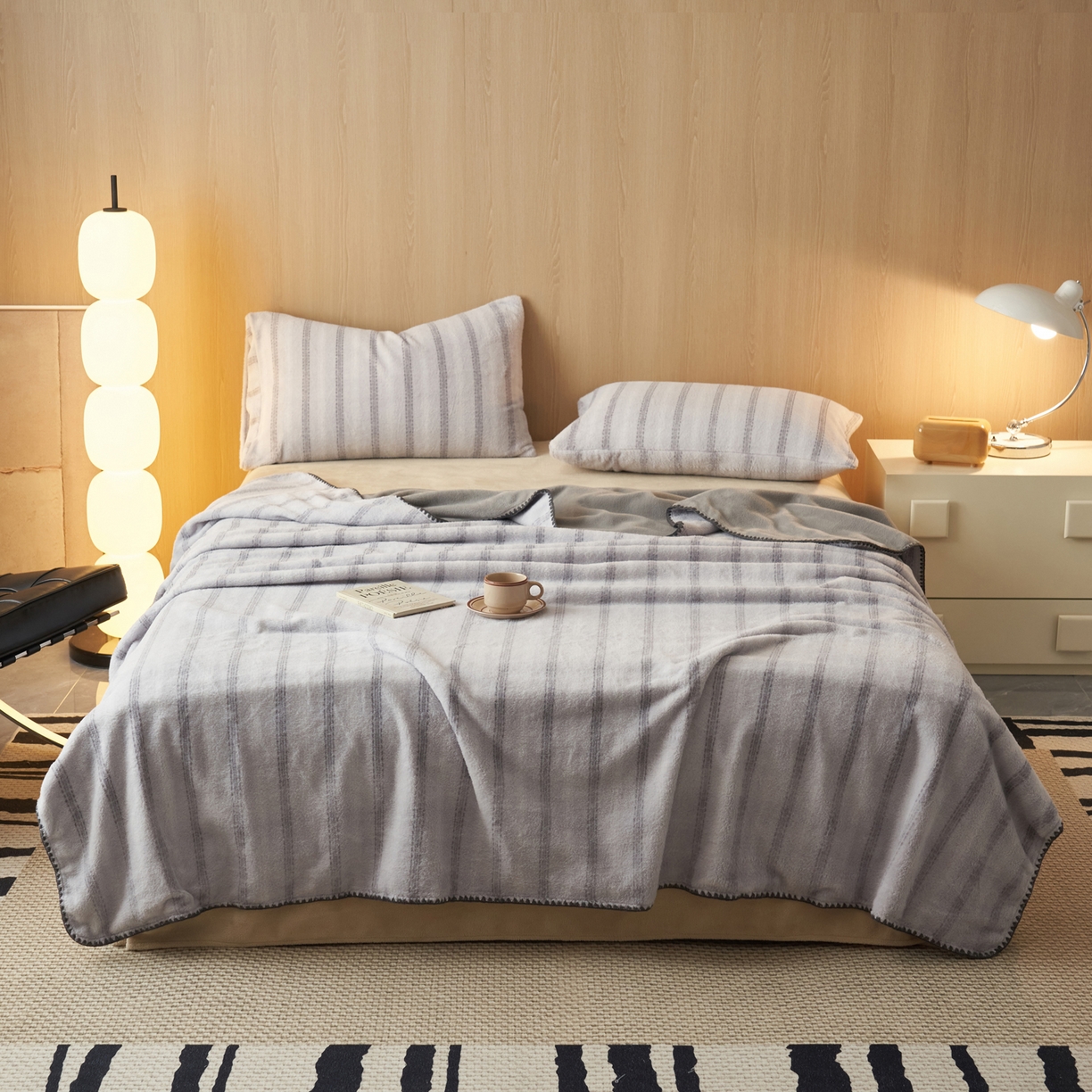 91家纺网 家纺一手货源 找家纺 早晨家纺 2025新款未末款仿羊绒牛奶绒毛毯 未末-浅灰