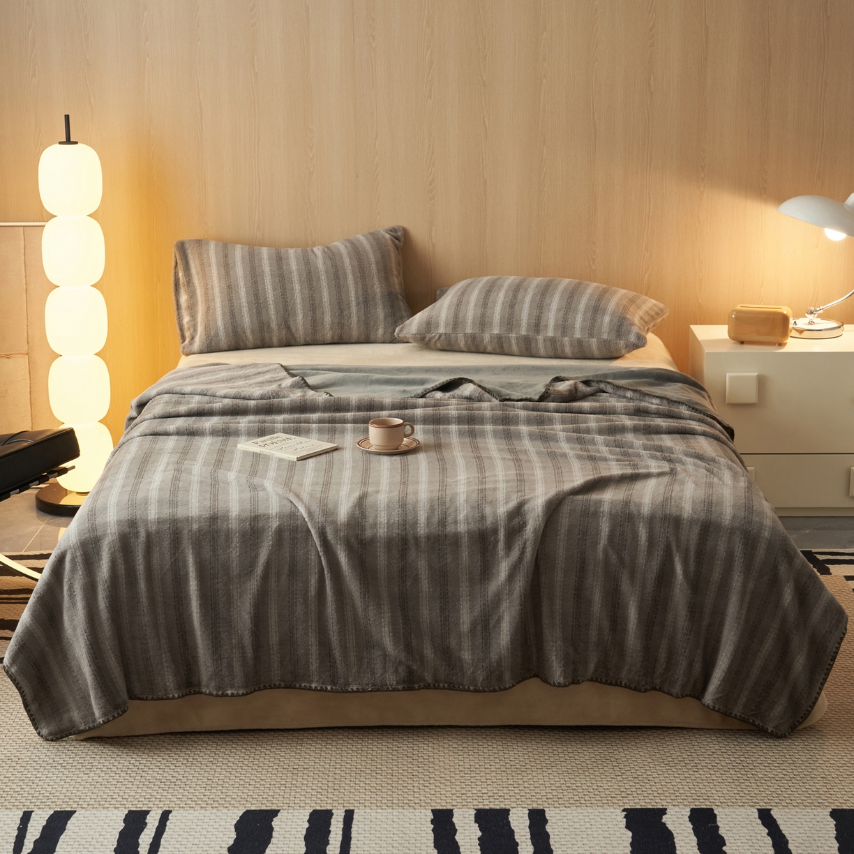 91家纺网 家纺一手货源 找家纺 早晨家纺 2025新款未末款仿羊绒牛奶绒毛毯 未末-深灰