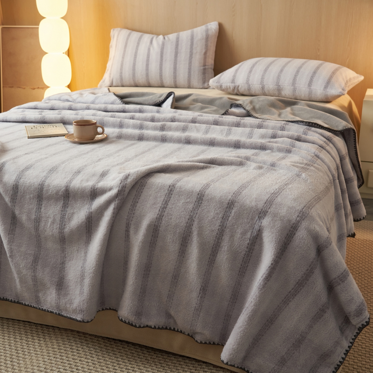 91家纺网 家纺一手货源 找家纺 早晨家纺 2025新款未末款仿羊绒牛奶绒毛毯 未末-浅灰