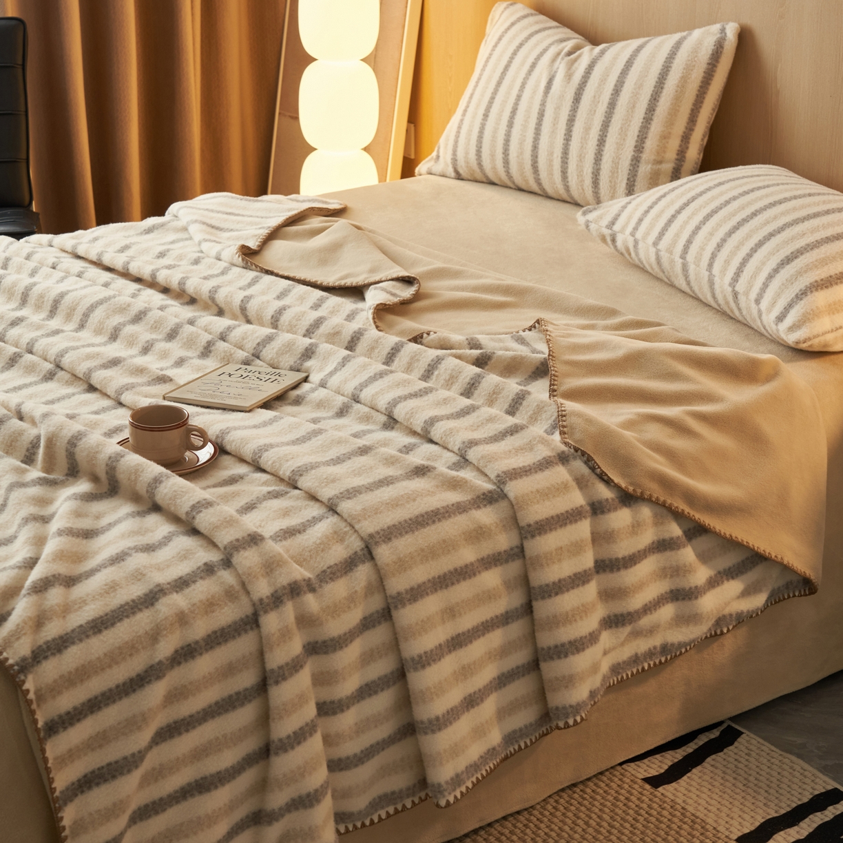 91家纺网 家纺一手货源 找家纺 早晨家纺 2025新款未末款仿羊绒牛奶绒毛毯 未末-浅棕