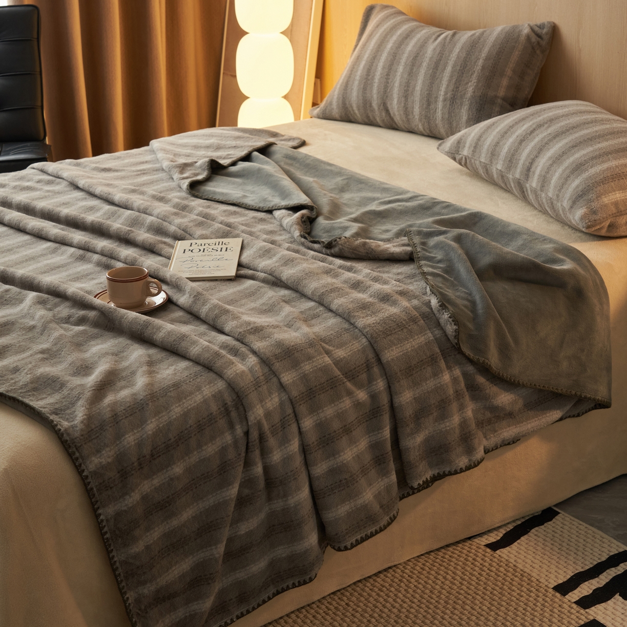 91家纺网 家纺一手货源 找家纺 早晨家纺 2025新款未末款仿羊绒牛奶绒毛毯 未末-深灰