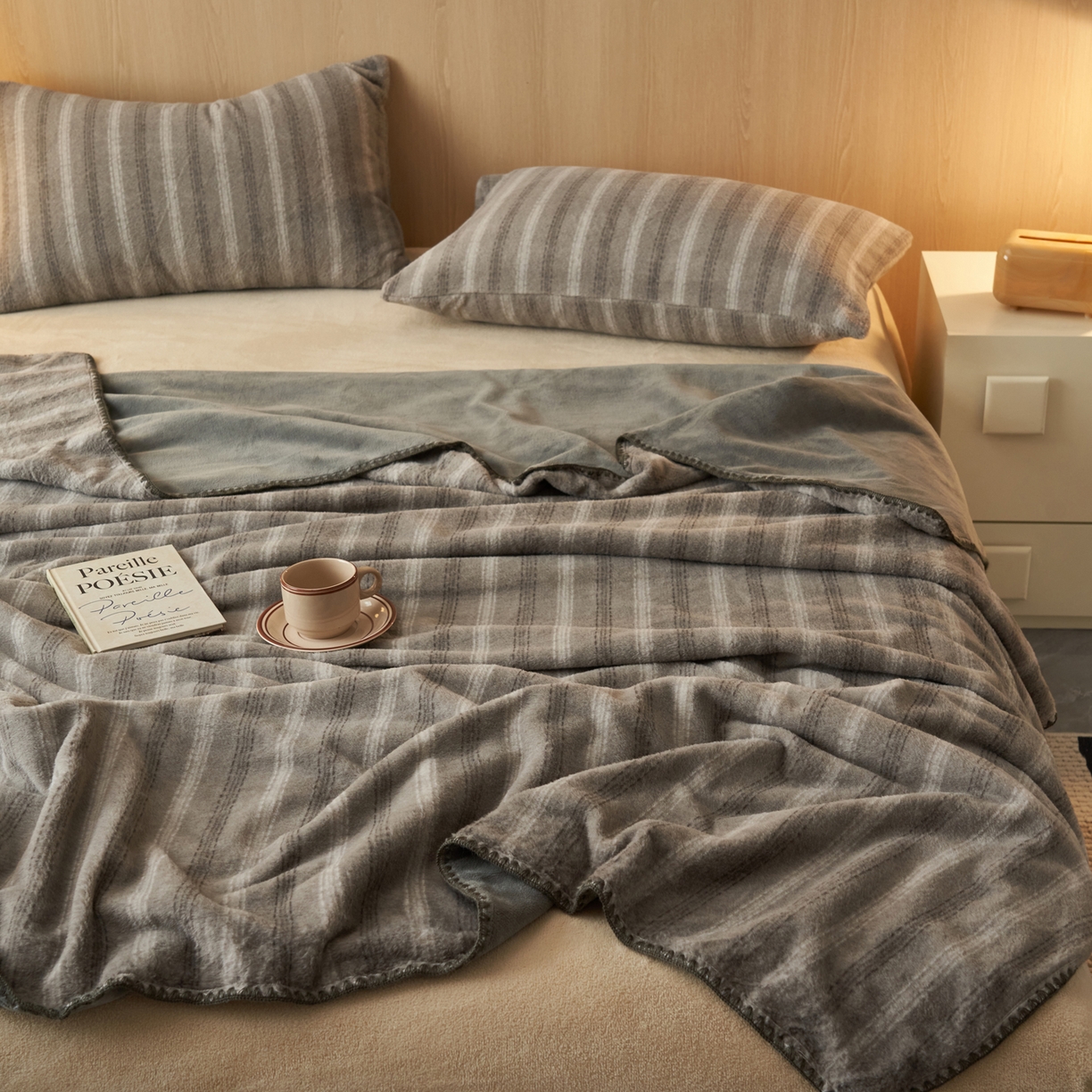 91家纺网 家纺一手货源 找家纺 早晨家纺 2025新款未末款仿羊绒牛奶绒毛毯 未末-深灰