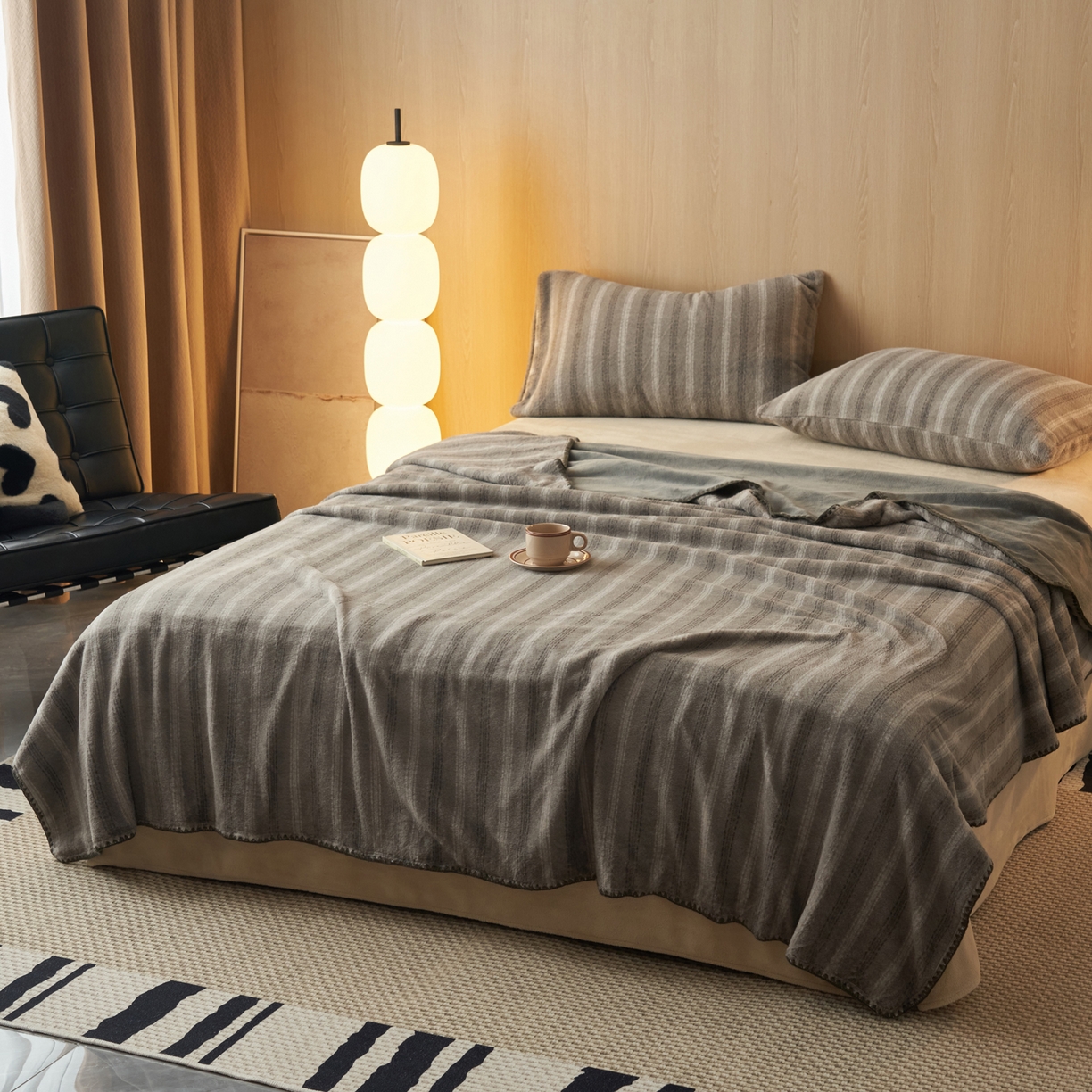 91家纺网 家纺一手货源 找家纺 早晨家纺 2025新款未末款仿羊绒牛奶绒毛毯 未末-深灰