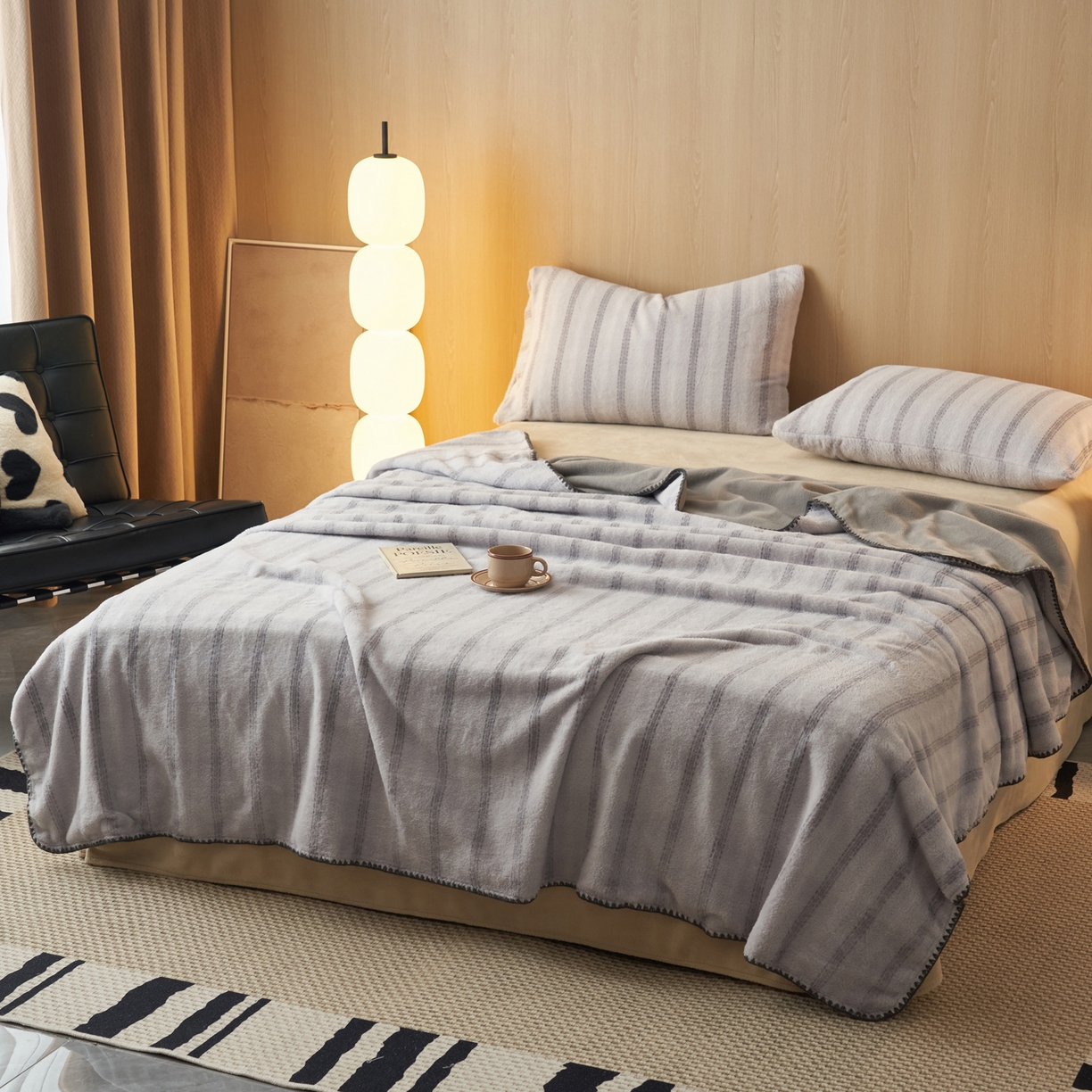 91家纺网 家纺一手货源 找家纺 早晨家纺 2025新款未末款仿羊绒牛奶绒毛毯 未末-浅灰