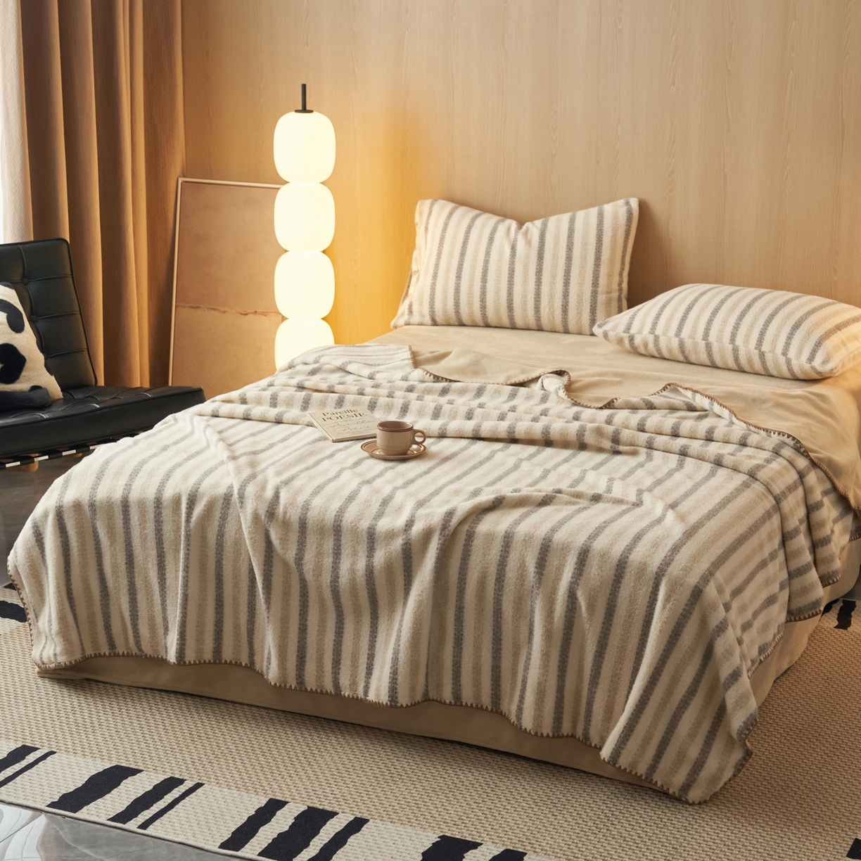 91家纺网 家纺一手货源 找家纺 早晨家纺 2025新款未末款仿羊绒牛奶绒毛毯 未末-浅棕