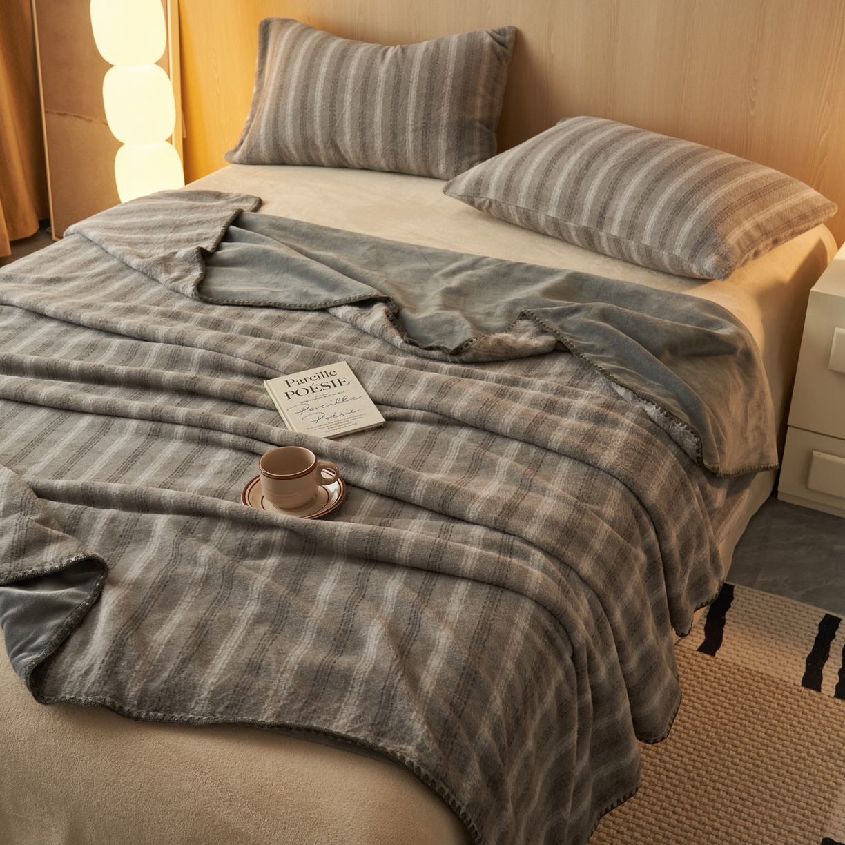 91家纺网 家纺一手货源 找家纺 早晨家纺 2025新款未末款仿羊绒牛奶绒毛毯 未末-深灰