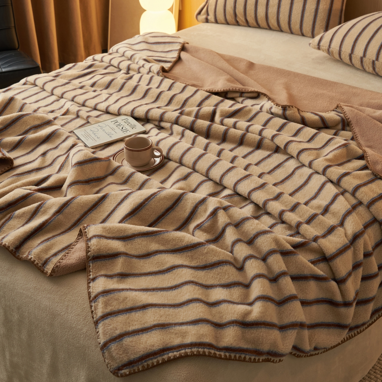 91家纺网 家纺一手货源 找家纺 早晨家纺 2025新款未末款仿羊绒牛奶绒毛毯 未末-暖棕