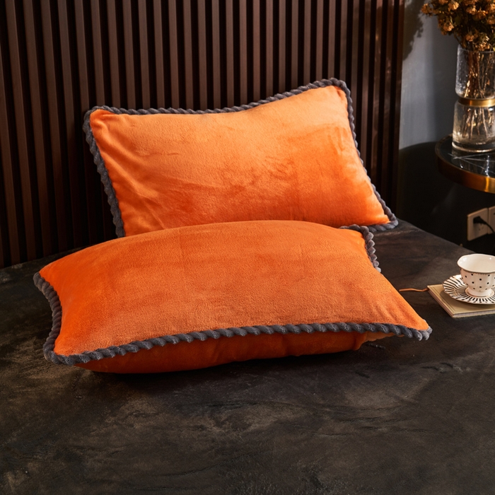 91家纺网 家纺一手货源 找家纺 早晨家纺 2025新款黑金牛奶绒纯色可拆洗冬被风格2 黑金-桔色