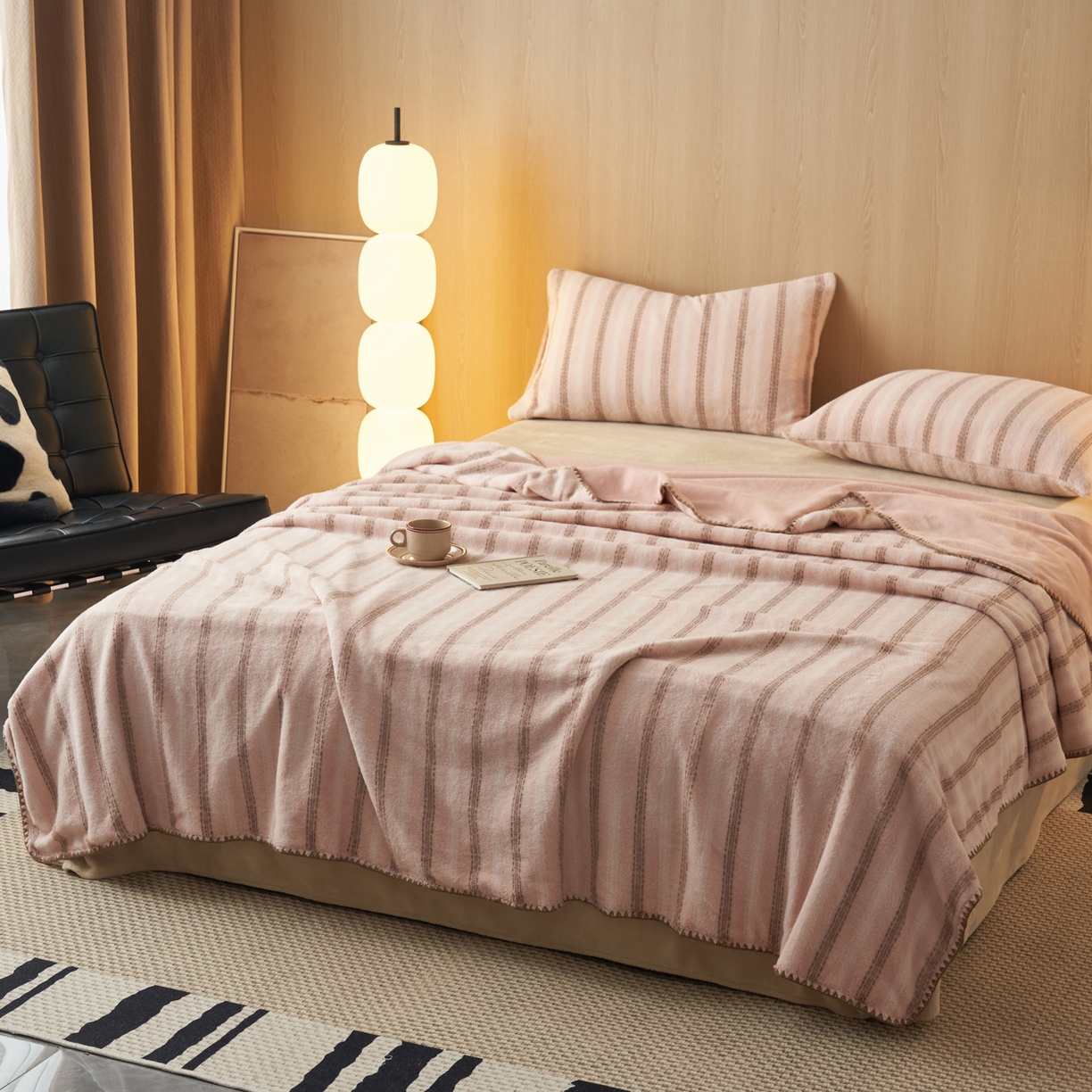 91家纺网 家纺一手货源 找家纺 早晨家纺 2025新款未末款仿羊绒牛奶绒毛毯 未末-柔粉