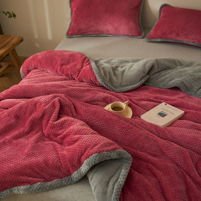 91家纺网 家纺一手货源 找家纺 早晨家纺 2025新款尚流款-提花双层毛毯【拉链款】 尚流-豆沙