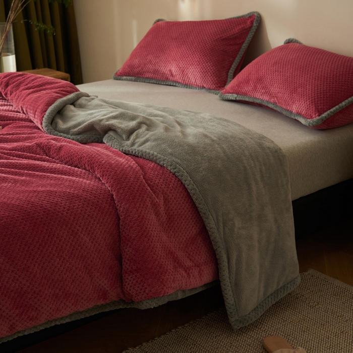 91家纺网 家纺一手货源 找家纺 早晨家纺 2025新款尚流款-提花双层毛毯【拉链款】 尚流-豆沙