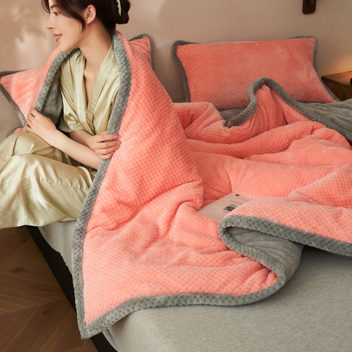 91家纺网 家纺一手货源 找家纺 早晨家纺 2025新款尚流款-提花双层毛毯【拉链款】 尚流-玉