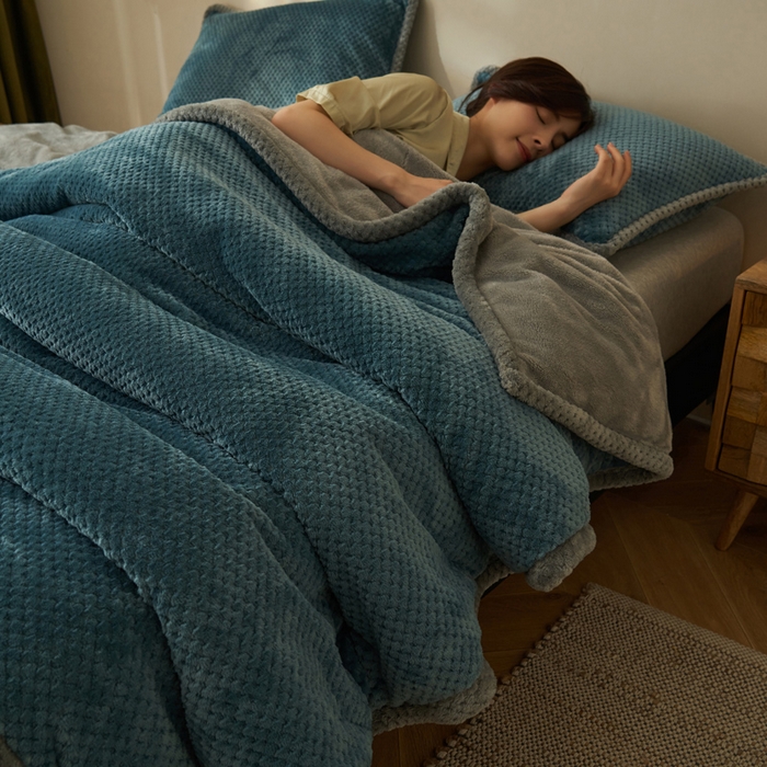 91家纺网 家纺一手货源 找家纺 （总）早晨家纺 2025新款尚流款-提花双层毛毯【拉链款】