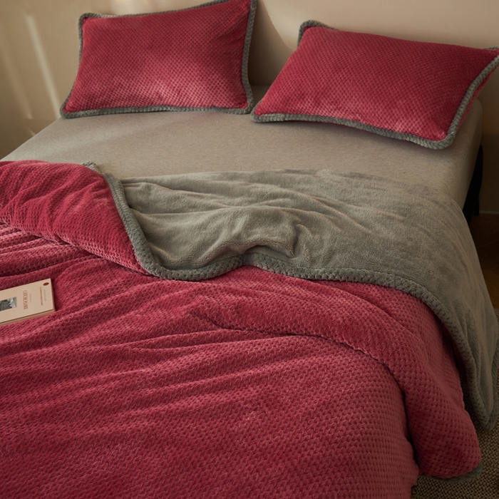 91家纺网 家纺一手货源 找家纺 早晨家纺 2025新款尚流款-提花双层毛毯【拉链款】 尚流-豆沙