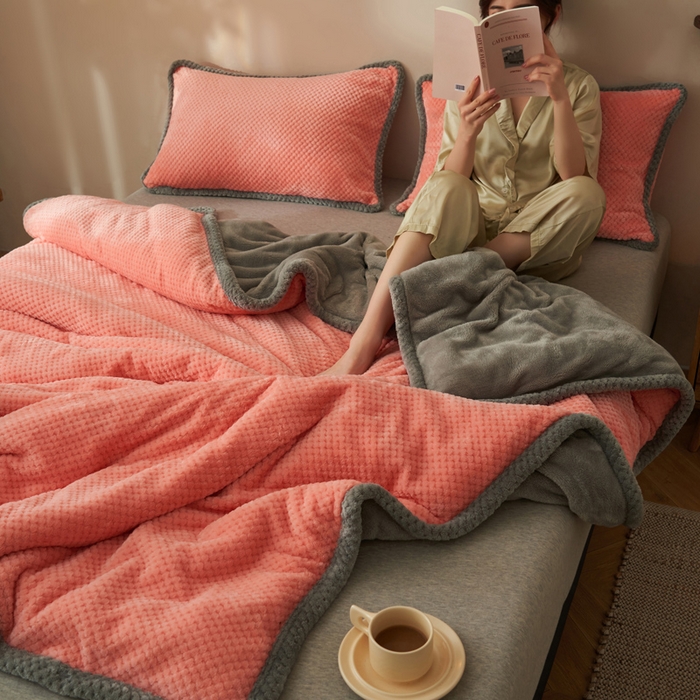 91家纺网 家纺一手货源 找家纺 早晨家纺 2025新款尚流款-提花双层毛毯【拉链款】 尚流-玉