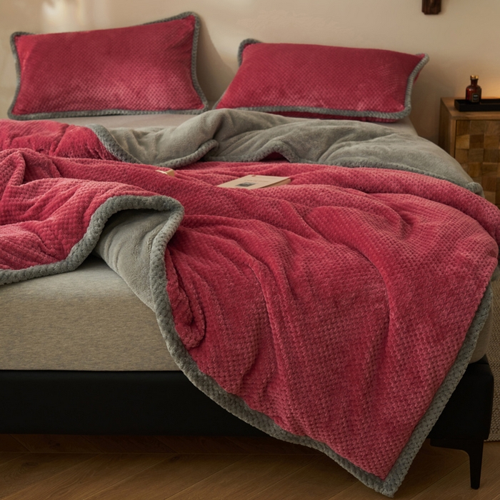 91家纺网 家纺一手货源 找家纺 早晨家纺 2025新款尚流款-提花双层毛毯【拉链款】 尚流-豆沙