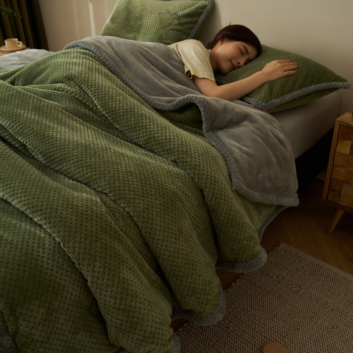 91家纺网 家纺一手货源 找家纺 （总）早晨家纺 2025新款尚流款-提花双层毛毯【拉链款】