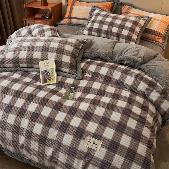 91家纺网 家纺一手货源 找家纺 早晨家纺 2025新款豆豆款菠萝格-可拆卸冬被 豆豆绒-多哥咖