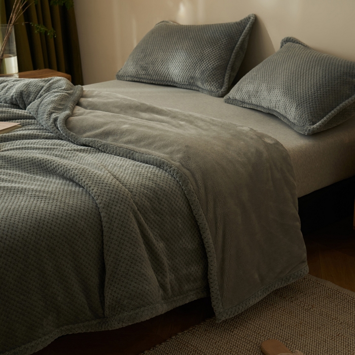 91家纺网 家纺一手货源 找家纺 早晨家纺 2025新款尚流款-提花双层毛毯【拉链款】 尚流-浅灰