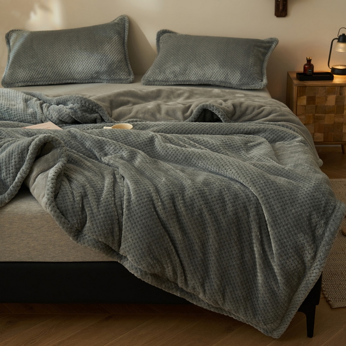 91家纺网 家纺一手货源 找家纺 早晨家纺 2025新款尚流款-提花双层毛毯【拉链款】 尚流-浅灰