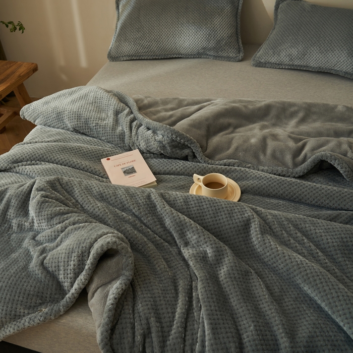 91家纺网 家纺一手货源 找家纺 早晨家纺 2025新款尚流款-提花双层毛毯【拉链款】 尚流-浅灰