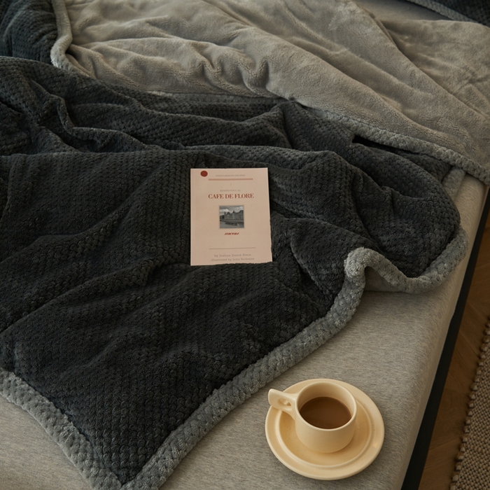 91家纺网 家纺一手货源 找家纺 早晨家纺 2025新款尚流款-提花双层毛毯【拉链款】 尚流-深灰
