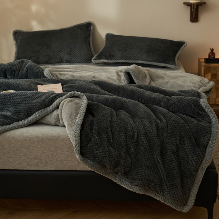 91家纺网 家纺一手货源 找家纺 早晨家纺 2025新款尚流款-提花双层毛毯【拉链款】 尚流-深灰